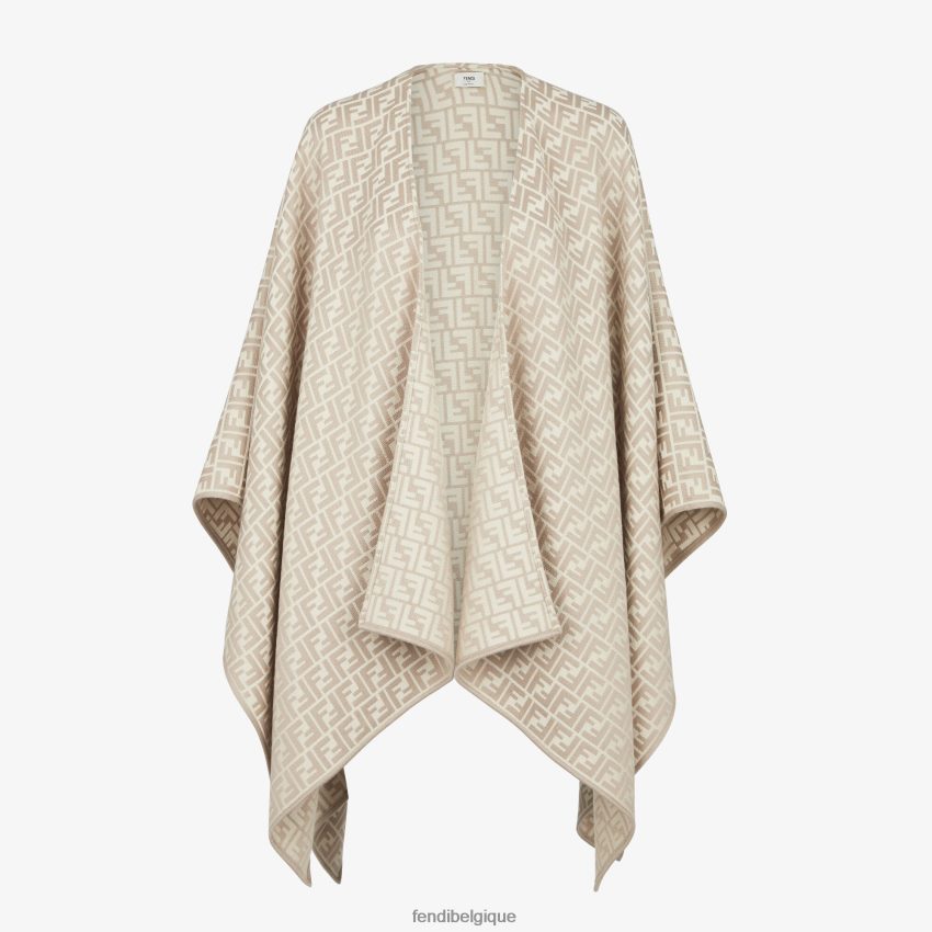 accessoires Fendi poncho en laine et soie beige femmes 8X8J2J53 Fendi Belgique