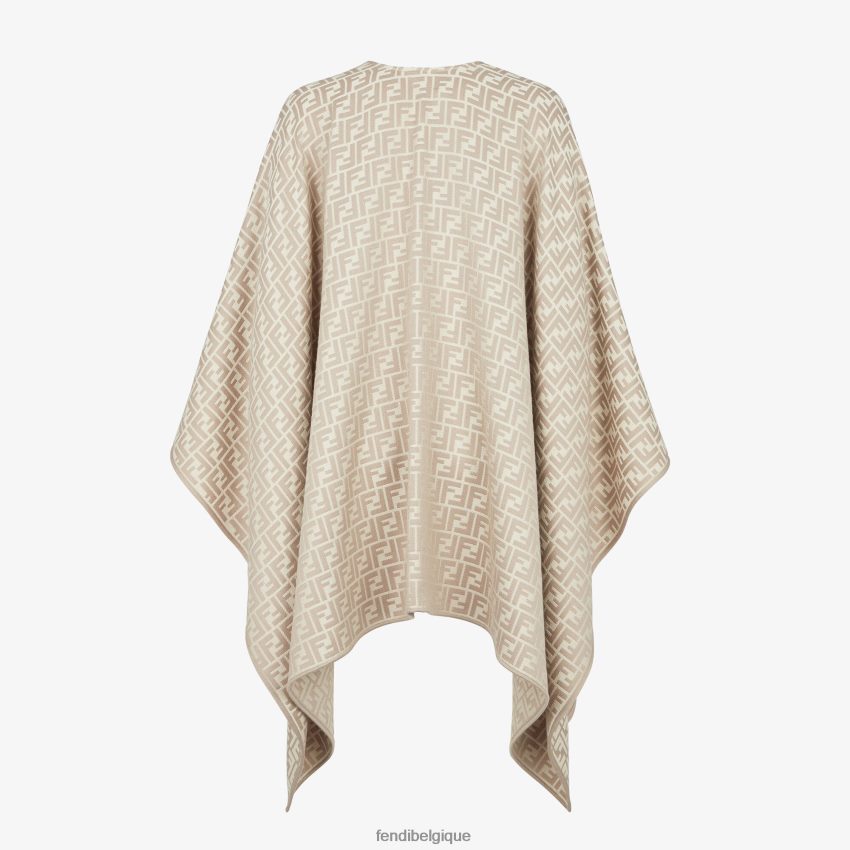 accessoires Fendi poncho en laine et soie beige femmes 8X8J2J53 Fendi Belgique