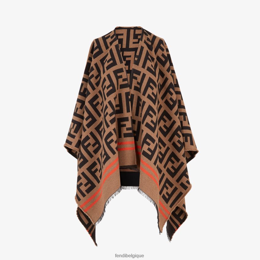 accessoires Fendi poncho multilaine et soie brun femmes 8X8J2J201 Fendi Lunette De Soleil