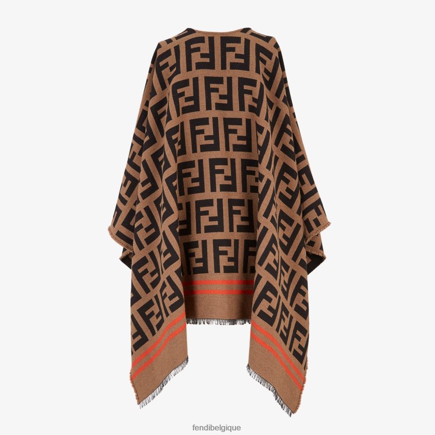 accessoires Fendi poncho multilaine et soie brun femmes 8X8J2J201 Fendi Lunette De Soleil