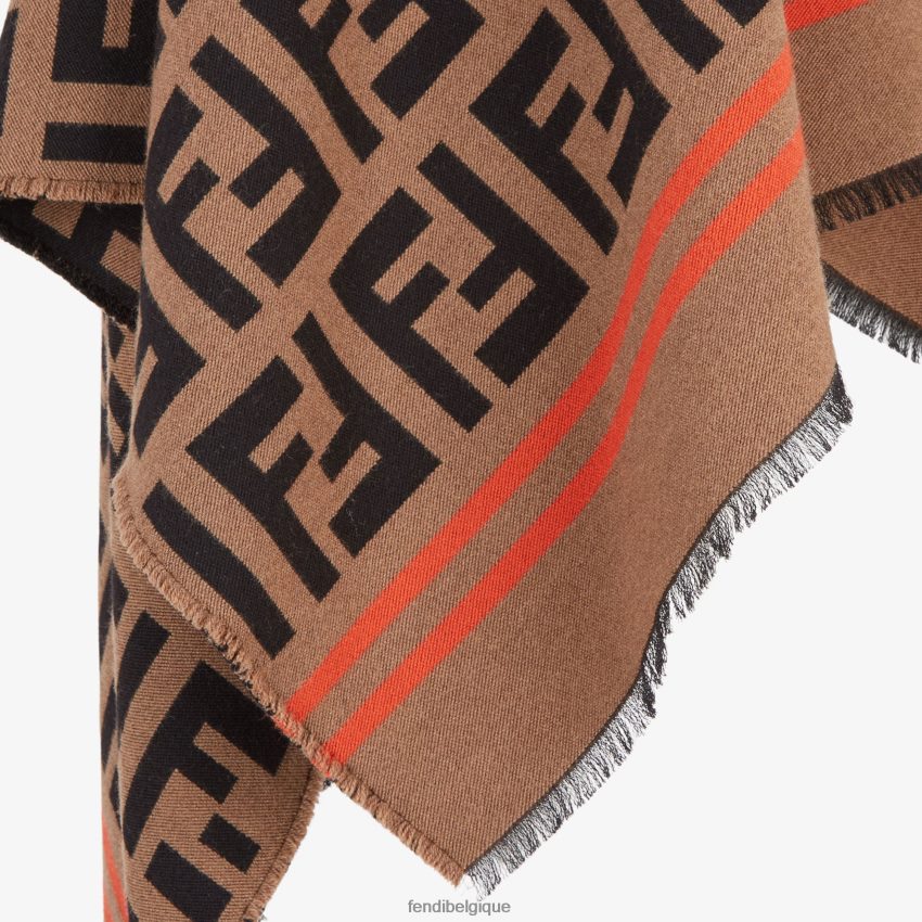 accessoires Fendi poncho multilaine et soie brun femmes 8X8J2J201 Fendi Lunette De Soleil