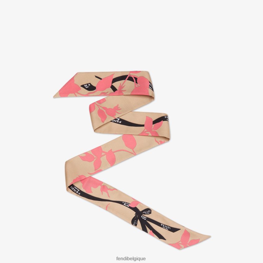 accessoires Fendi bandeau en soie biologique beige femmes 8X8J2J221 Fendi Belgique