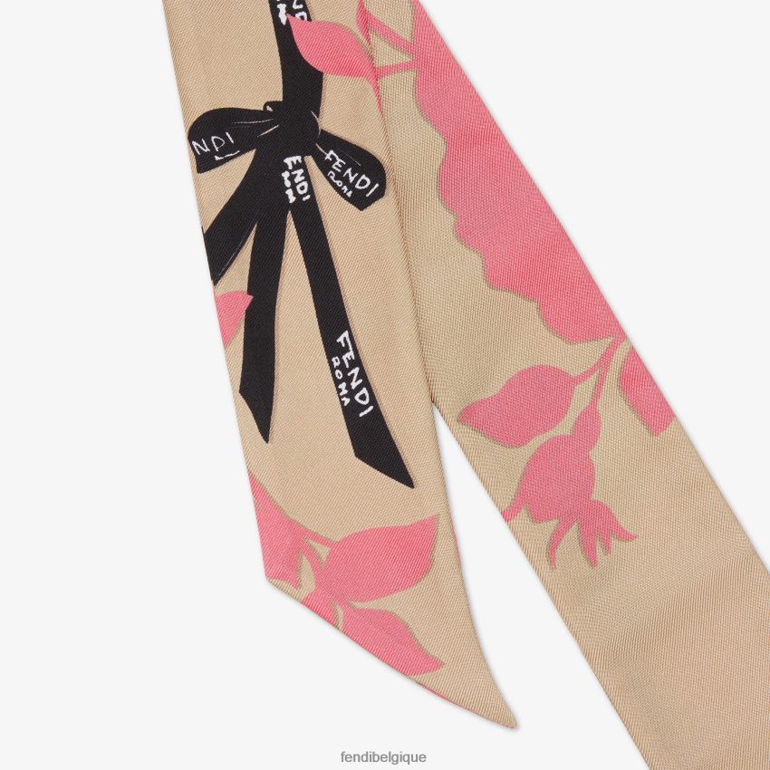 accessoires Fendi bandeau en soie biologique beige femmes 8X8J2J221 Fendi Belgique