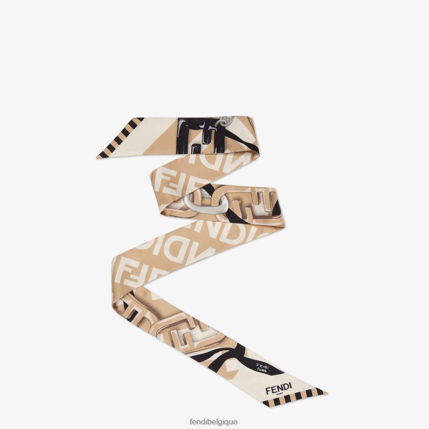 accessoires Fendi bandeau en soie biologique beige femmes 8X8J2J249 Fendi Lunette De Soleil