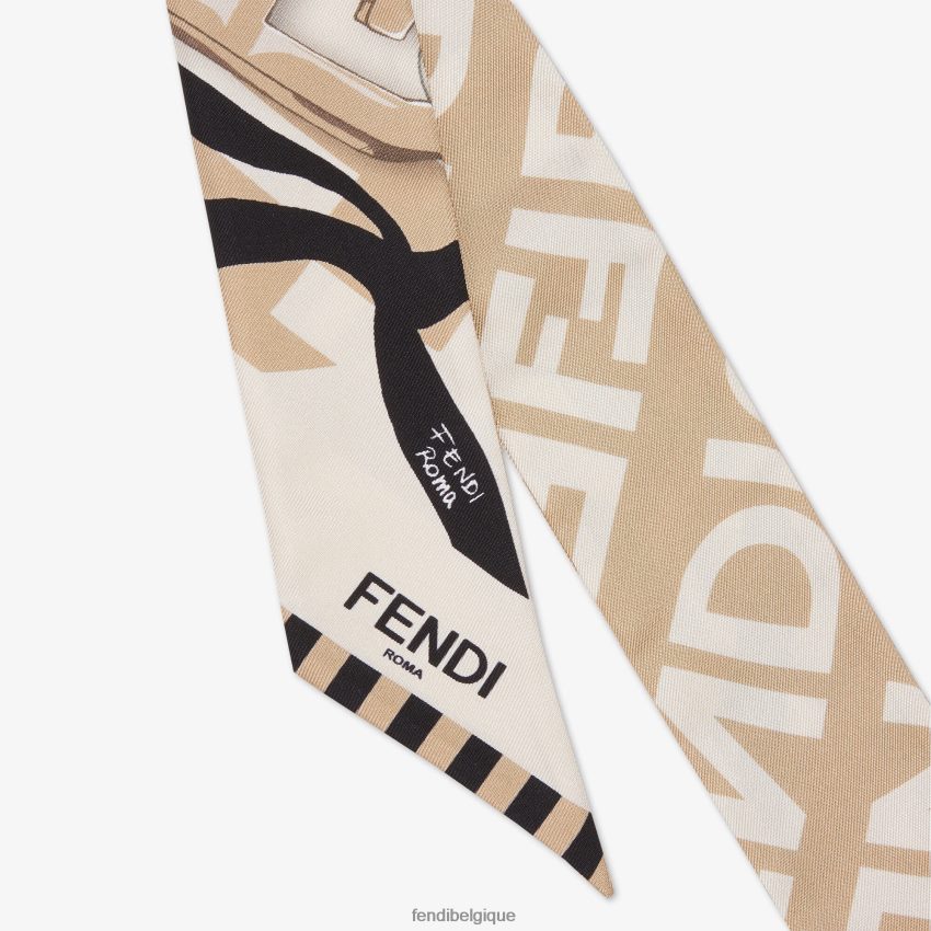 accessoires Fendi bandeau en soie biologique beige femmes 8X8J2J249 Fendi Lunette De Soleil