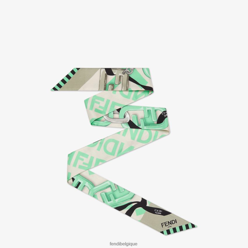 accessoires Fendi bandeau en soie biologique vert femmes 8X8J2J186 Fendi Lunette De Soleil