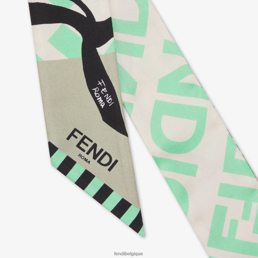 accessoires Fendi bandeau en soie biologique vert femmes 8X8J2J186 Fendi Lunette De Soleil
