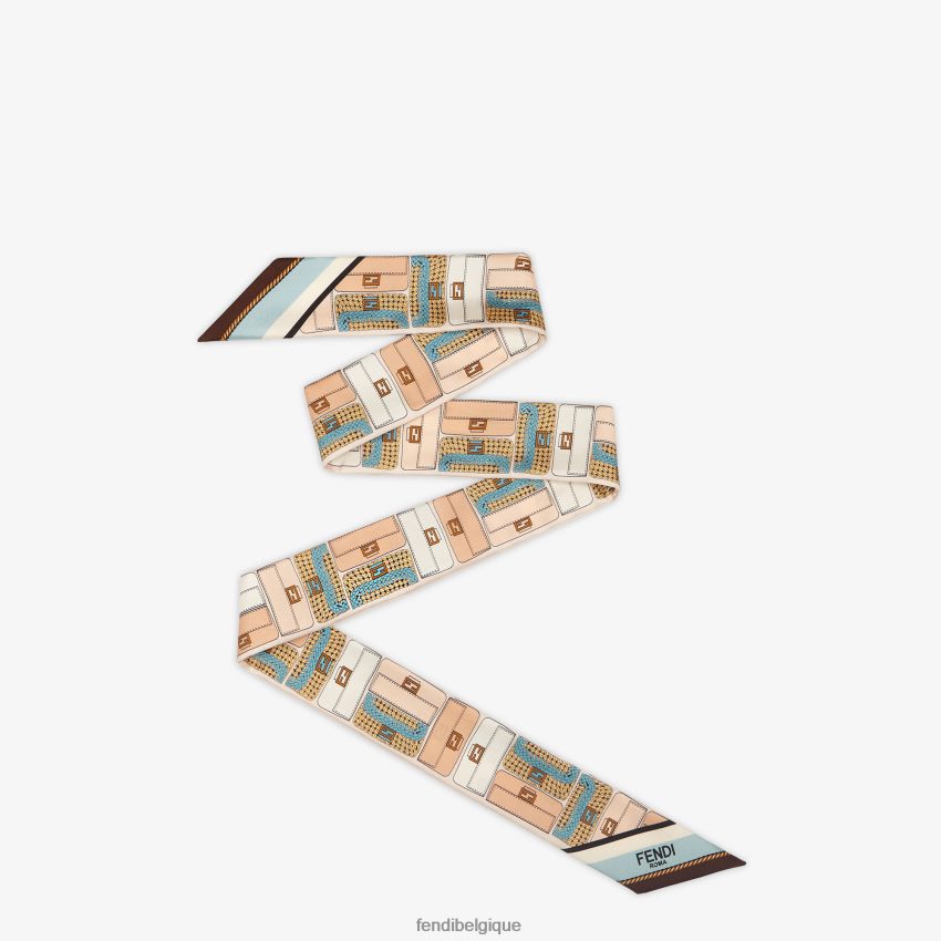 accessoires Fendi bandeau en soie bleu clair femmes 8X8J2J314 Fendi Belgique