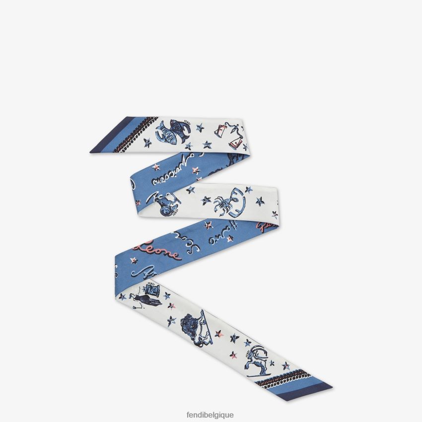 accessoires Fendi bandeau en soie bleu femmes 8X8J2J110 Fendi Belgique