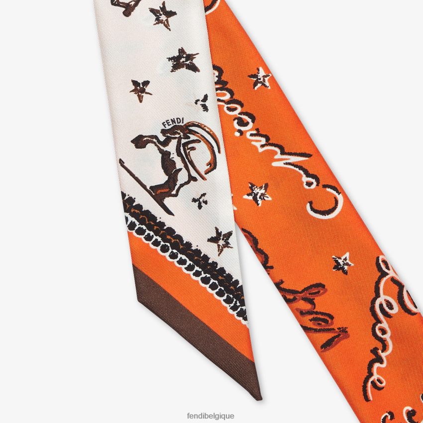 accessoires Fendi bandeau en soie orange femmes 8X8J2J132 Fendi Lunette De Soleil