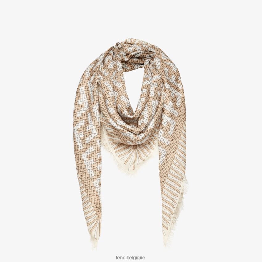 accessoires Fendi châle en modal et soie beige femmes 8X8J2J173 Fendi Belgique