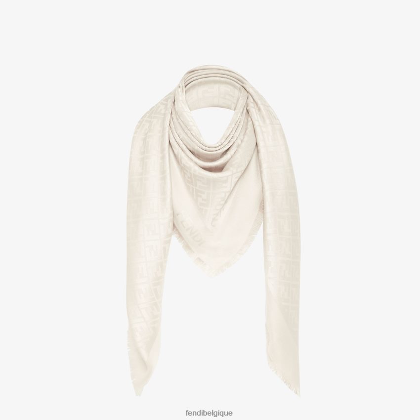 accessoires Fendi châle en soie biologique ivoire femmes 8X8J2J456 Fendi Lunette De Soleil