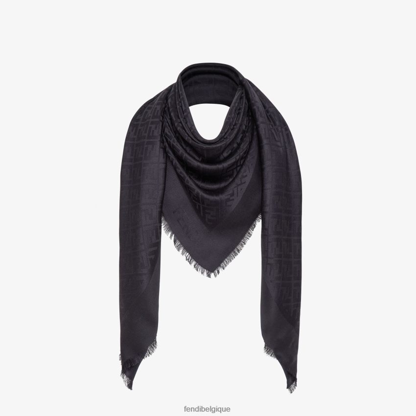 accessoires Fendi châle en soie biologique noir femmes 8X8J2J458 Fendi Belgique