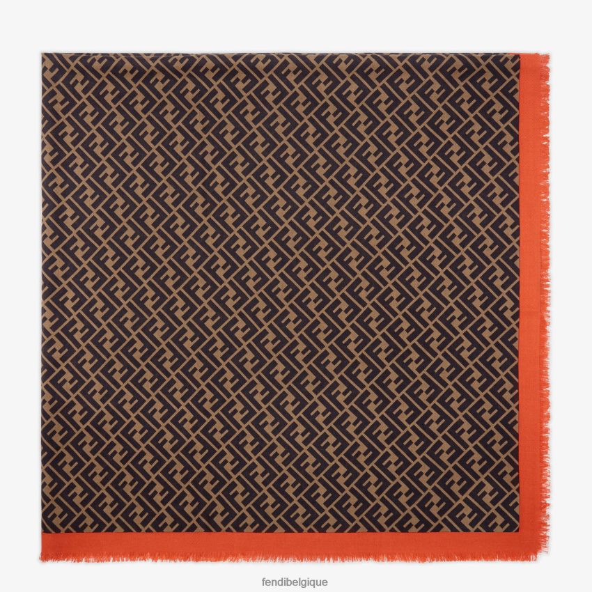 accessoires Fendi châle en soie brun femmes 8X8J2J247 Fendi Sac