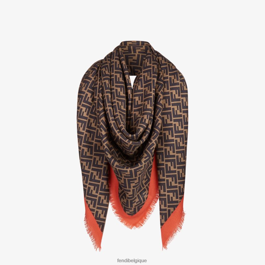 accessoires Fendi châle en soie brun femmes 8X8J2J247 Fendi Sac