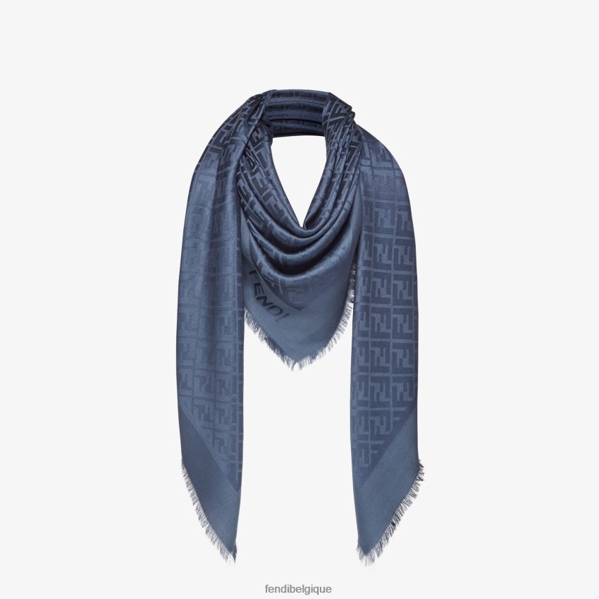 accessoires Fendi châle en soie et laine bio bleu femmes 8X8J2J304 Fendi Sac