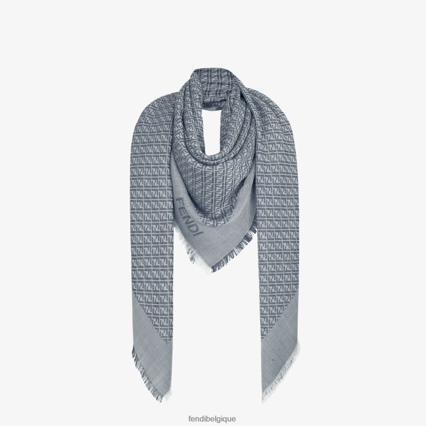accessoires Fendi châle en soie et laine bleu femmes 8X8J2J216 Fendi Lunette De Soleil