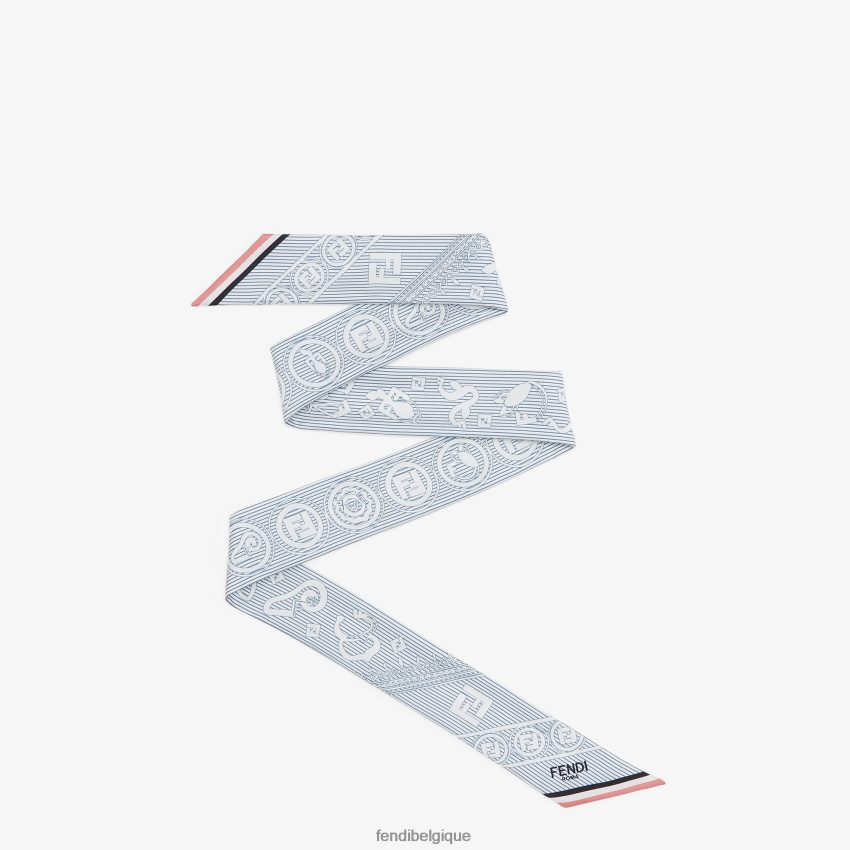 accessoires Fendi écharpe à nouer en soie rayée bleu femmes 8X8J2J122 Fendi Belgique