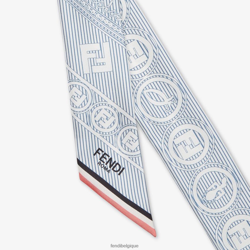 accessoires Fendi écharpe à nouer en soie rayée bleu femmes 8X8J2J122 Fendi Belgique