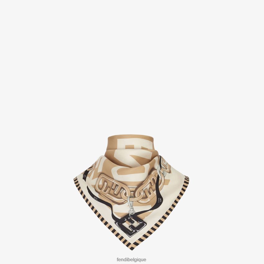 accessoires Fendi foulard en soie biologique beige femmes 8X8J2J213 Fendi Lunette De Soleil