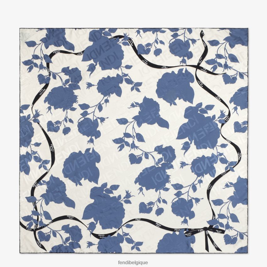 accessoires Fendi foulard en soie biologique bleu femmes 8X8J2J218 Fendi Belgique