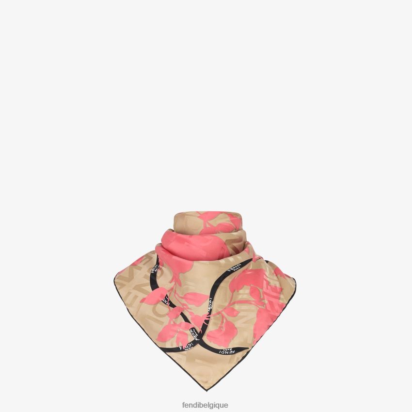 accessoires Fendi foulard en soie biologique rose femmes 8X8J2J239 Fendi Belgique