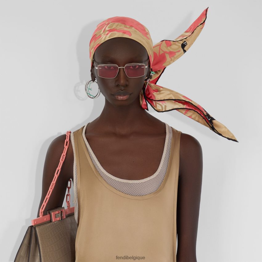 accessoires Fendi foulard en soie biologique rose femmes 8X8J2J239 Fendi Belgique