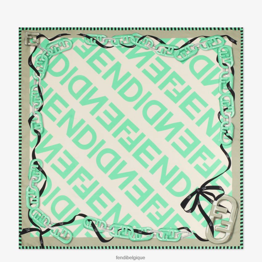 accessoires Fendi foulard en soie biologique vert femmes 8X8J2J187 Fendi Sac