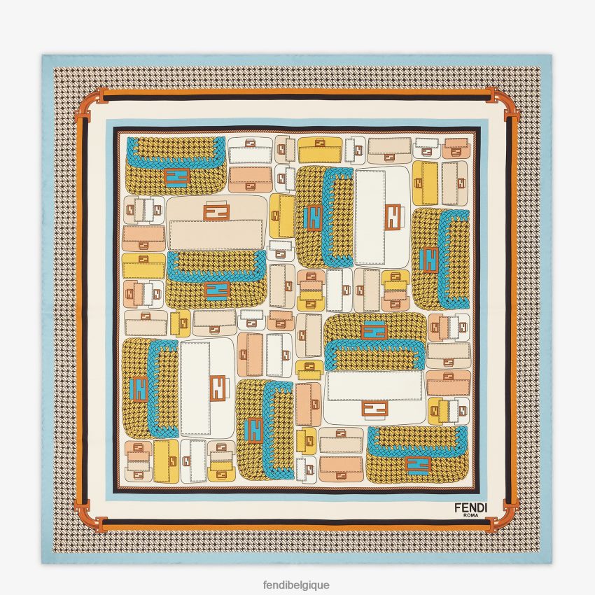 accessoires Fendi foulard en soie bleu clair femmes 8X8J2J480 Fendi Lunette De Soleil