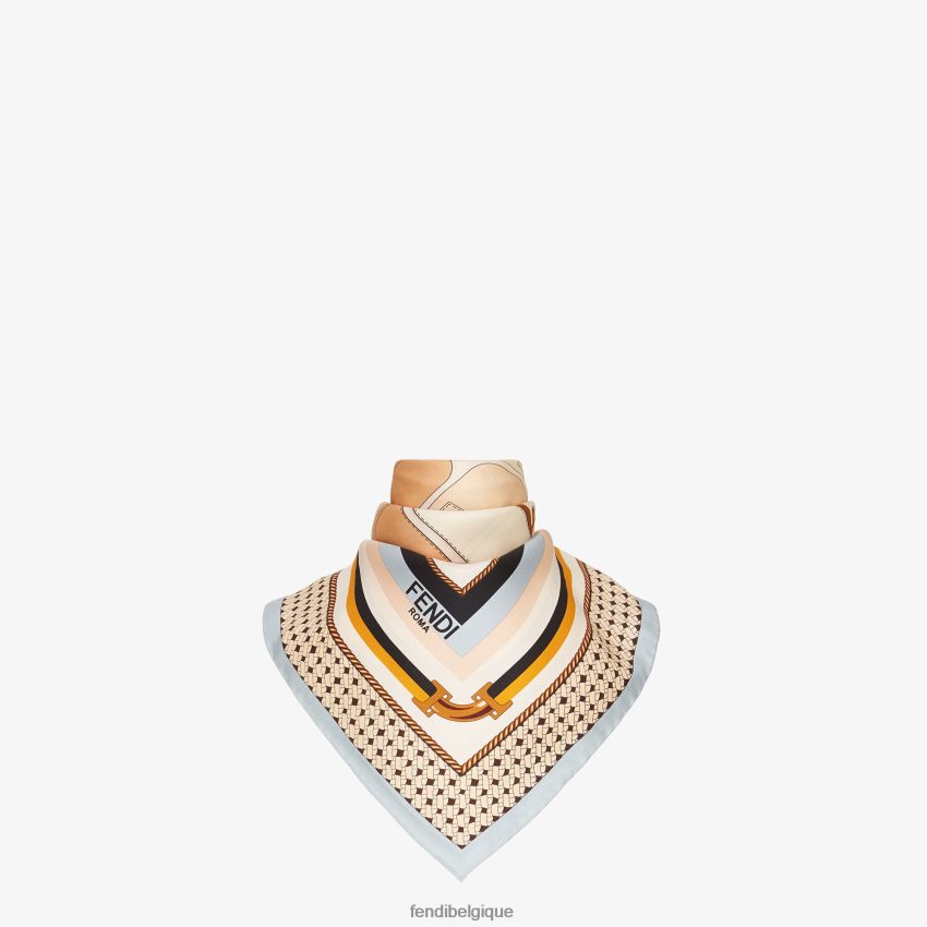 accessoires Fendi foulard en soie bleu clair femmes 8X8J2J480 Fendi Lunette De Soleil