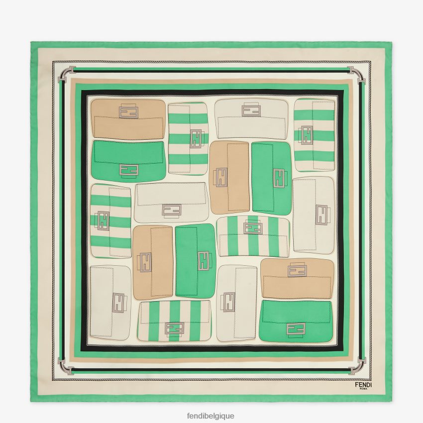 accessoires Fendi foulard en soie vert femmes 8X8J2J237 Fendi Lunette De Soleil