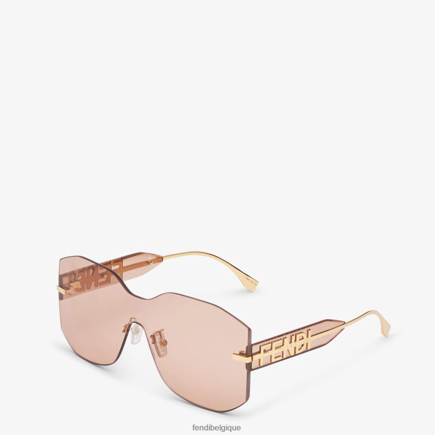 accessoires Fendi lunettes de soleil bouclier rose femmes 8X8J2J309 Fendi Lunette De Soleil