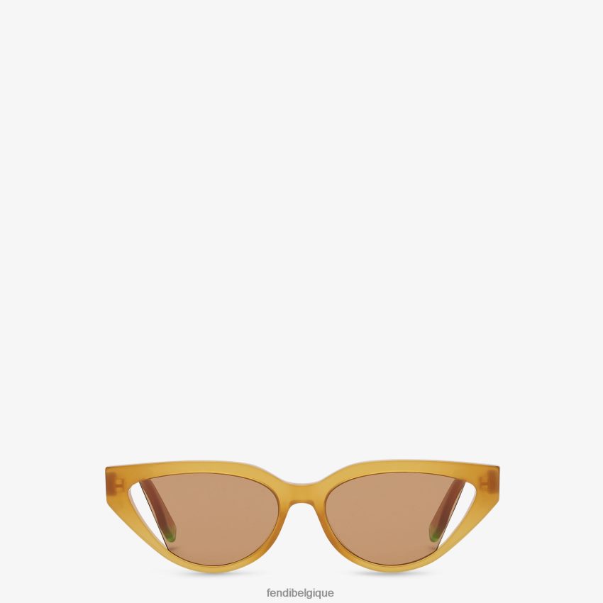 accessoires Fendi lunettes de soleil en acétate caramel transparent beige femmes 8X8J2J156 Fendi Lunette De Soleil