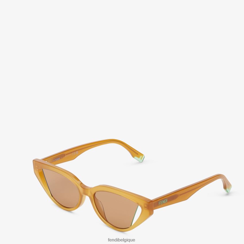 accessoires Fendi lunettes de soleil en acétate caramel transparent beige femmes 8X8J2J156 Fendi Lunette De Soleil