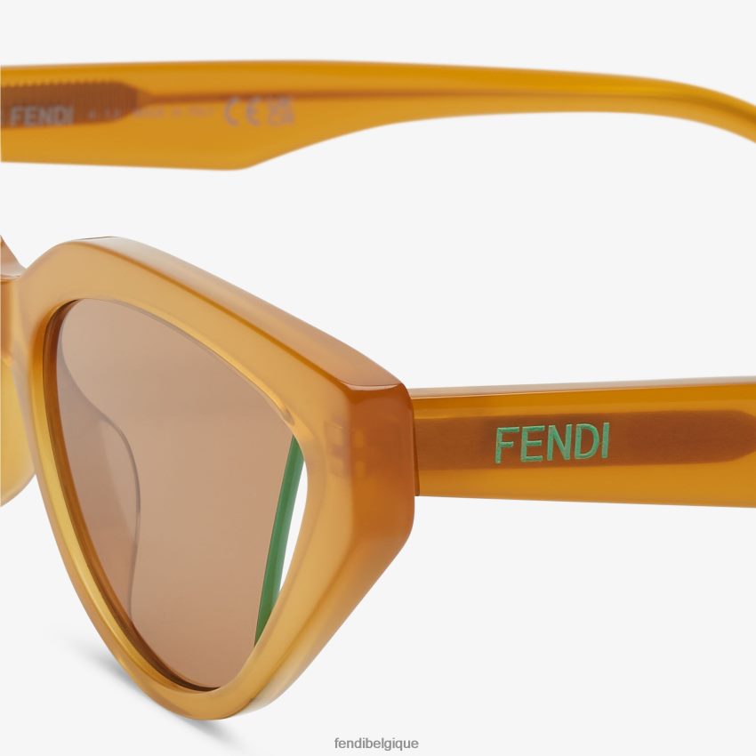 accessoires Fendi lunettes de soleil en acétate caramel transparent beige femmes 8X8J2J156 Fendi Lunette De Soleil