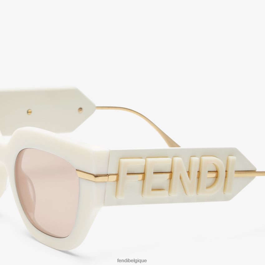 accessoires Fendi lunettes de soleil en acétate crème mode femmes 8X8J2J250 Fendi Sac