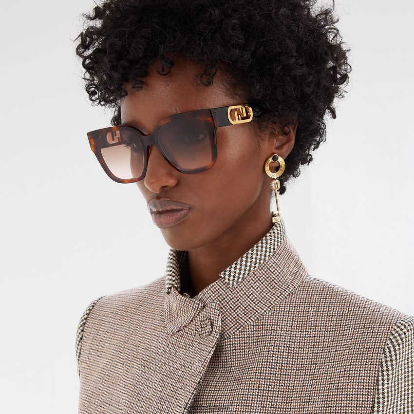 accessoires Fendi lunettes de soleil en acétate havane brun femmes 8X8J2J325 Fendi Sac