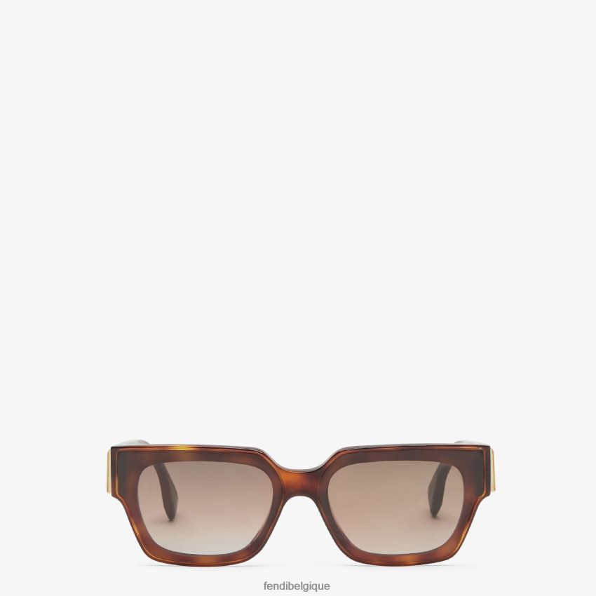 accessoires Fendi lunettes de soleil en acétate havane mode femmes 8X8J2J252 Fendi Lunette De Soleil