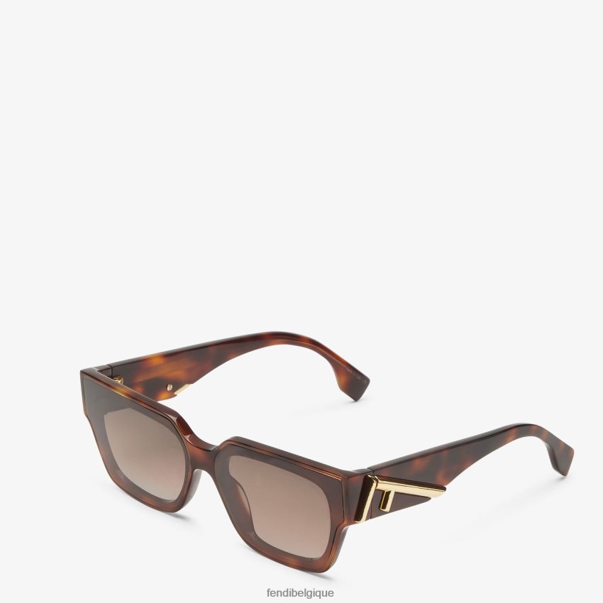 accessoires Fendi lunettes de soleil en acétate havane mode femmes 8X8J2J252 Fendi Lunette De Soleil