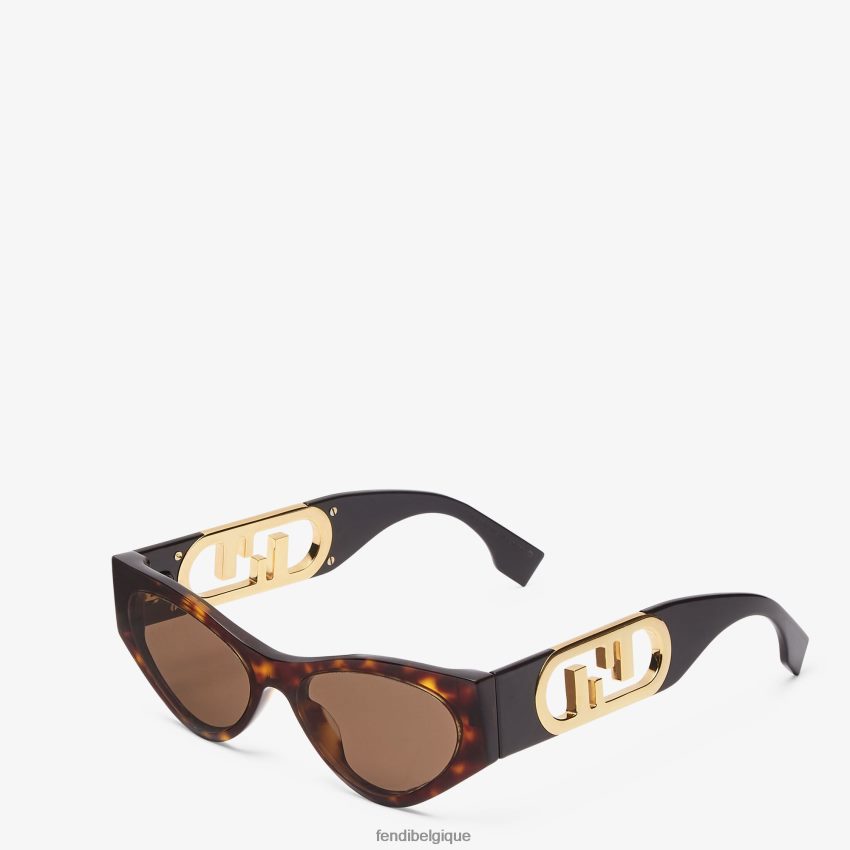accessoires Fendi lunettes de soleil en acétate havane mode femmes 8X8J2J354 Fendi Lunette De Soleil