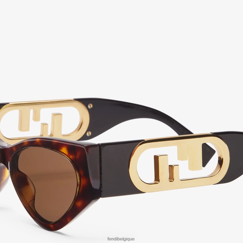 accessoires Fendi lunettes de soleil en acétate havane mode femmes 8X8J2J354 Fendi Lunette De Soleil