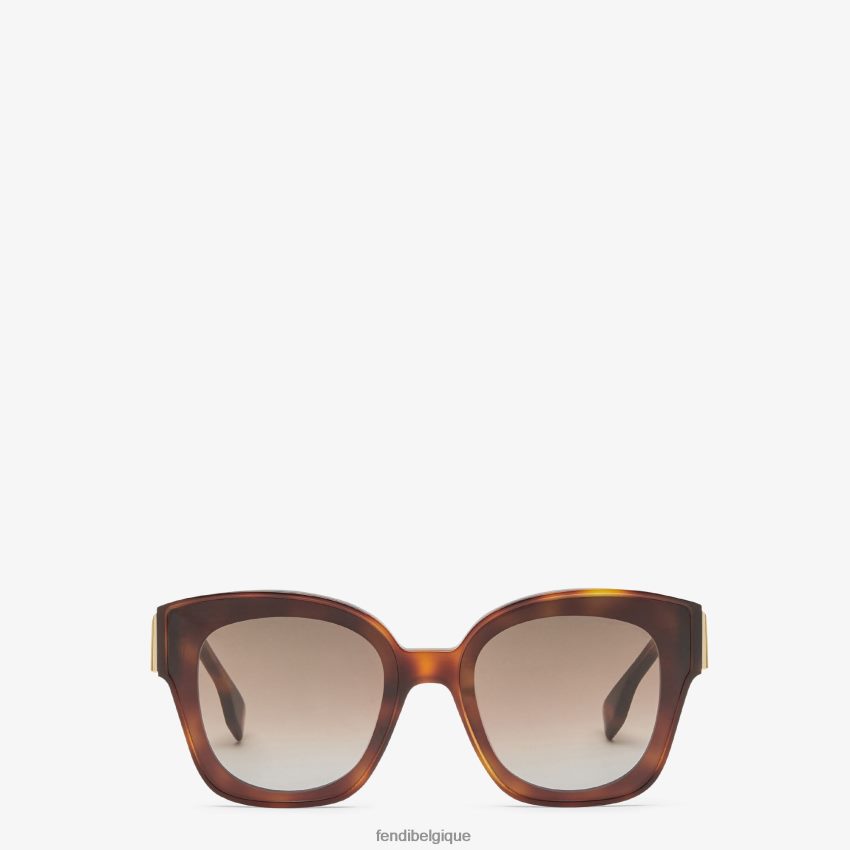 accessoires Fendi lunettes de soleil en acétate havane mode femmes 8X8J2J489 Fendi Lunette De Soleil