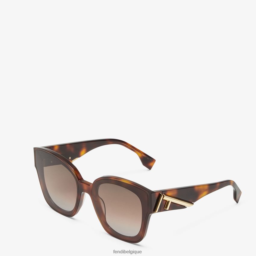accessoires Fendi lunettes de soleil en acétate havane mode femmes 8X8J2J489 Fendi Lunette De Soleil
