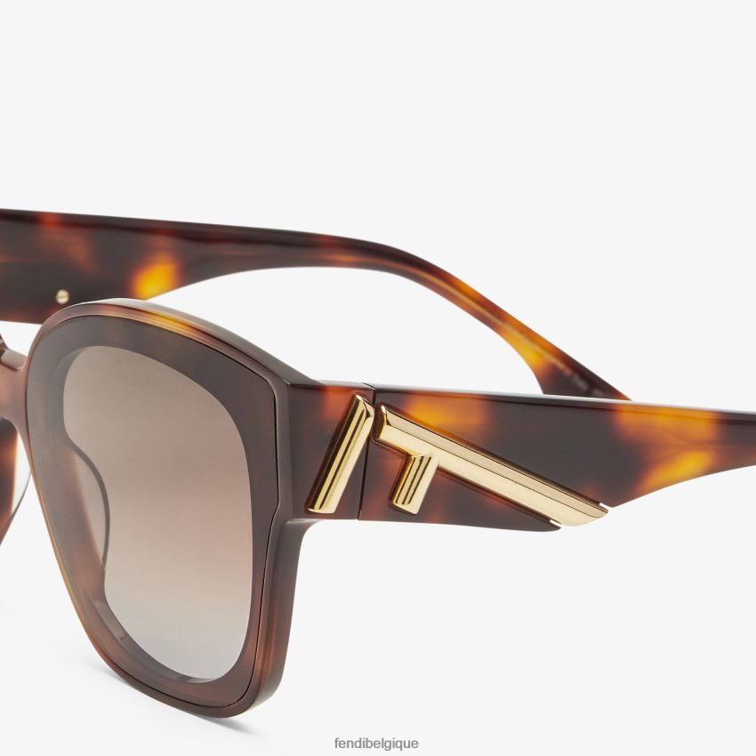 accessoires Fendi lunettes de soleil en acétate havane mode femmes 8X8J2J489 Fendi Lunette De Soleil