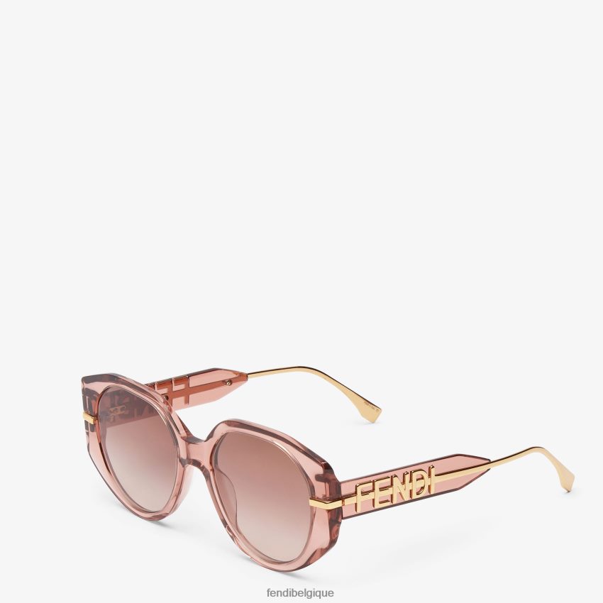 accessoires Fendi lunettes de soleil en acétate transparent rose femmes 8X8J2J276 Fendi Lunette De Soleil