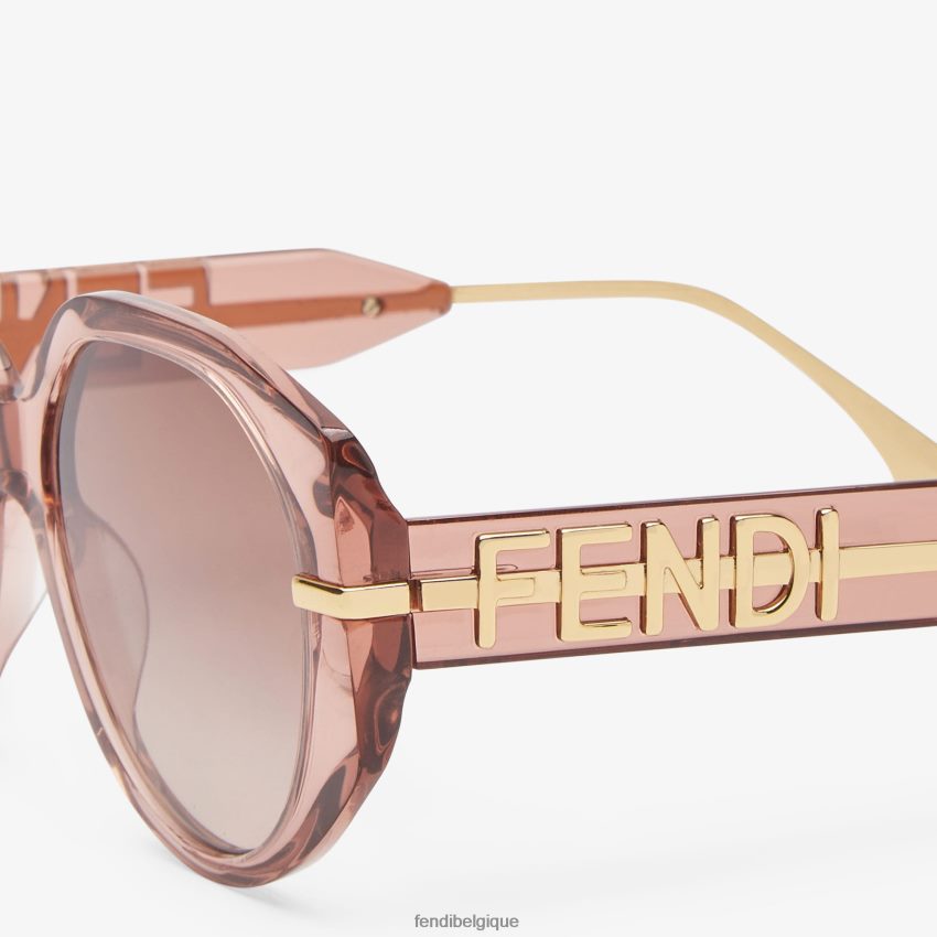 accessoires Fendi lunettes de soleil en acétate transparent rose femmes 8X8J2J276 Fendi Lunette De Soleil