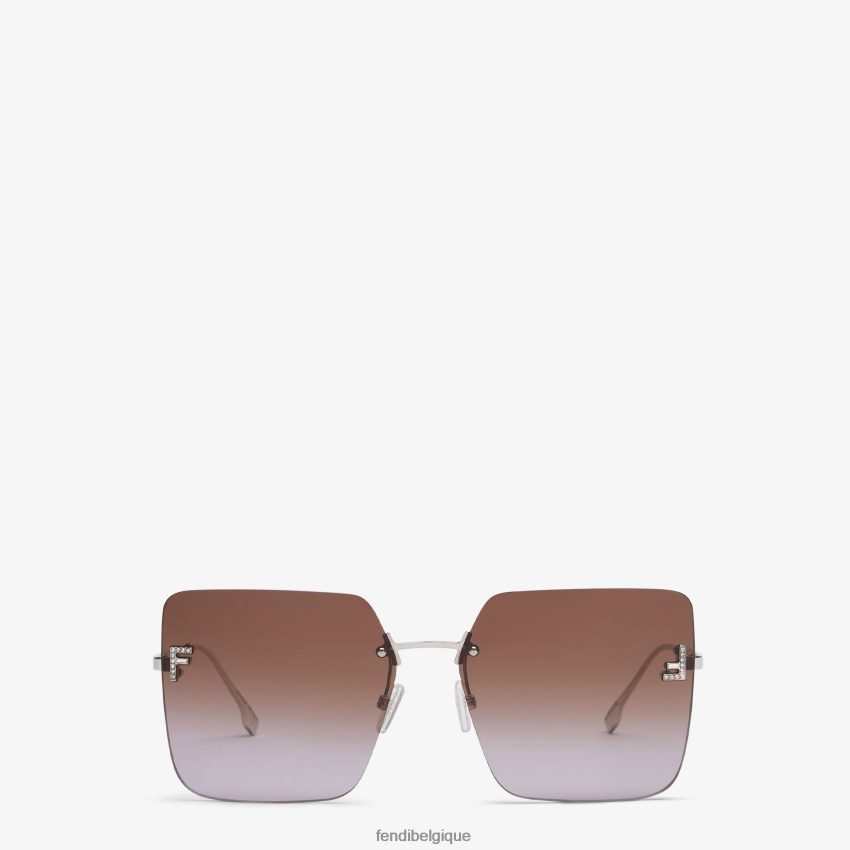 accessoires Fendi lunettes de soleil en métal palladié avec verres dégradés bicolores argent femmes 8X8J2J279 Fendi Lunette De Soleil