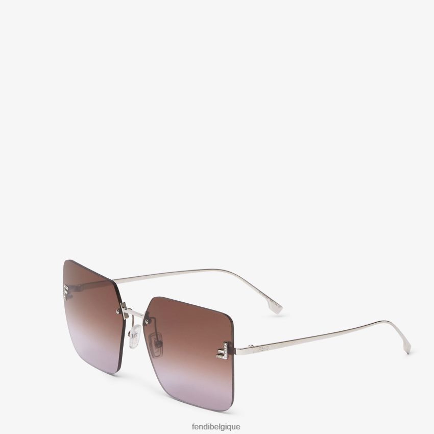 accessoires Fendi lunettes de soleil en métal palladié avec verres dégradés bicolores argent femmes 8X8J2J279 Fendi Lunette De Soleil