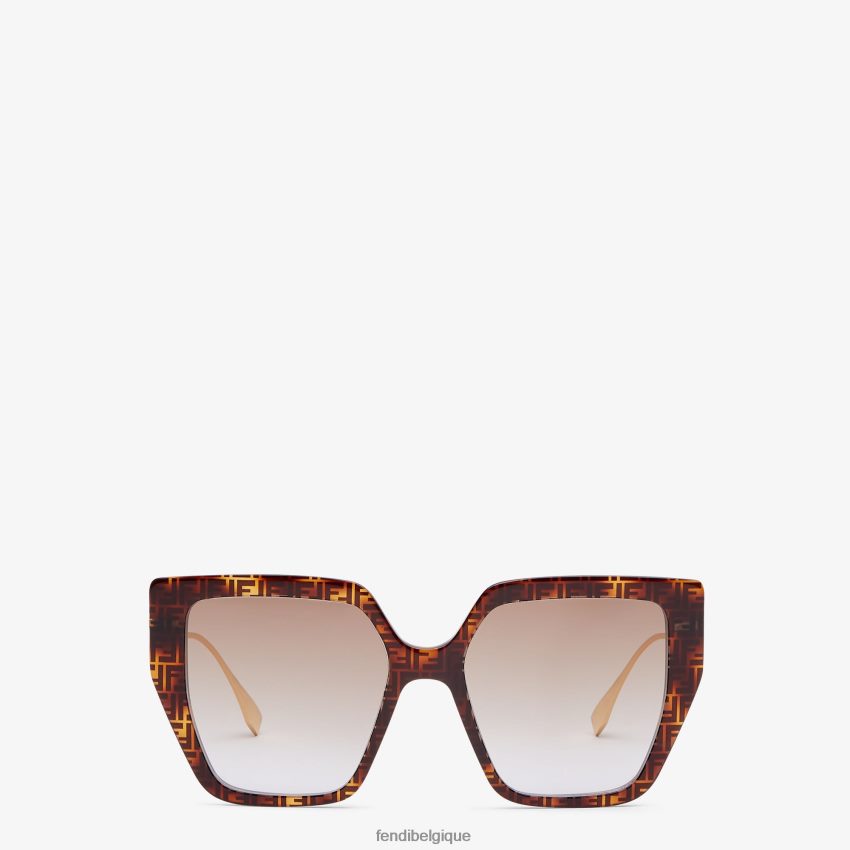 accessoires Fendi lunettes de soleil ff havana en acétate et en métal mode femmes 8X8J2J366 Fendi Lunette De Soleil