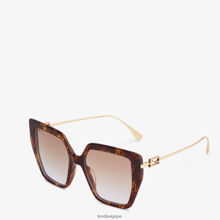 accessoires Fendi lunettes de soleil ff havana en acétate et en métal mode femmes 8X8J2J366 Fendi Lunette De Soleil
